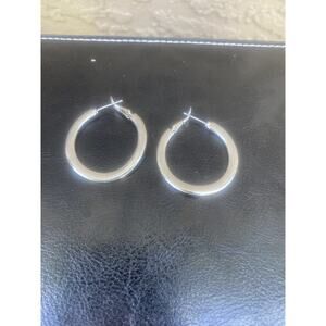 IBB CN Marked Large Silver Hoop Earrings